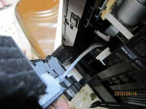 廃インクホースが繋がっていますので外します。